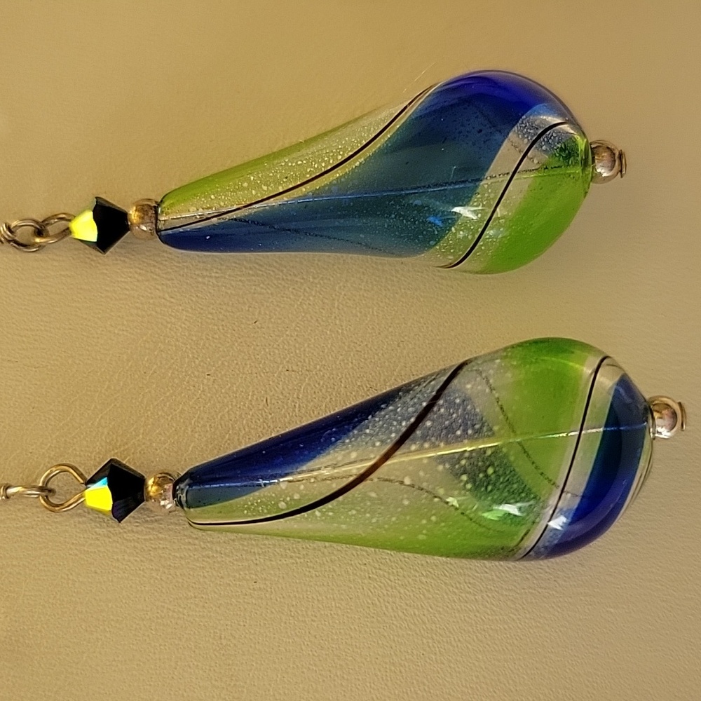 Blown Glass 925 Drop Earrings
